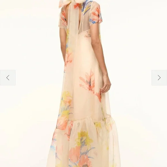 STAUD Sheer Floral Maxi Dress - Cream and Multicolor - Picture 3 of 4